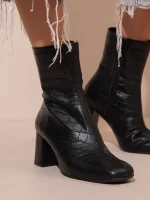 Botte Coco Noir Γυναικεία Δερμάτινα Μποτάκια Μαύρα