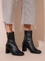Botte Coco Noir Γυναικεία Δερμάτινα Μποτάκια Μαύρα - Image 2