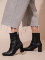 Botte Coco Noir Γυναικεία Δερμάτινα Μποτάκια Μαύρα - Image 3