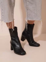 Botte Coco Noir Γυναικεία Δερμάτινα Μποτάκια Μαύρα - Image 6