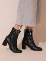 Botte Coco Noir Γυναικεία Δερμάτινα Μποτάκια Μαύρα - Image 4
