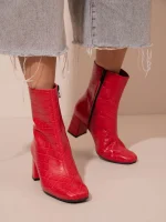 Botte Coco Rouge Γυναικεία Δερμάτινα Μποτάκια Κόκκινα - Image 4