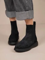 Botte Doux Noir Γυναικεία Δερμάτινα Μποτάκια Μαύρα