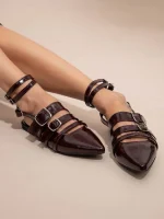 Crochet Γυναικεία Δερμάτινα Mules Μπορντό Σκούρο