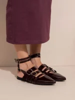 Crochet Γυναικεία Δερμάτινα Mules Μπορντό Σκούρο - Image 2