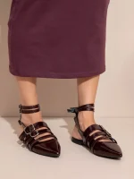 Crochet Γυναικεία Δερμάτινα Mules Μπορντό Σκούρο - Image 3