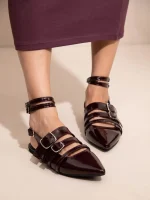 Crochet Γυναικεία Δερμάτινα Mules Μπορντό Σκούρο - Image 6