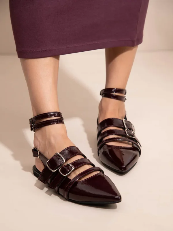 Crochet Γυναικεία Δερμάτινα Mules Μπορντό Σκούρο - Image 6