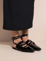 Crochet Noir Γυναικεία Δερμάτινα Mules Μαύρα - Image 6