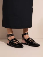 Crochet Noir Γυναικεία Δερμάτινα Mules Μαύρα - Image 4