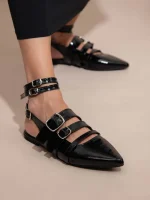 Crochet Noir Γυναικεία Δερμάτινα Mules Μαύρα - Image 3