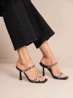 Deux Lignes Multi Γυναικεία Δερμάτινα Πέδιλα Animal Print