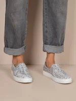 Finess Gris Γυναικεία Δερμάτινα Sneakers Snake Print Γκρι