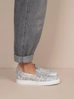 Finess Gris Γυναικεία Δερμάτινα Sneakers Snake Print Γκρι - Image 2
