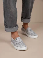 Finess Gris Γυναικεία Δερμάτινα Sneakers Snake Print Γκρι - Image 5