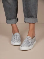 Finess Gris Γυναικεία Δερμάτινα Sneakers Snake Print Γκρι - Image 6