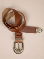 Lignes Marron Γυναικεία Δερμάτινη Ζώνη Καφέ