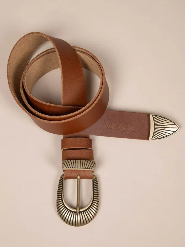 Lignes Marron Γυναικεία Δερμάτινη Ζώνη Καφέ - Image 1