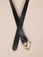 Triangle Dor Γυναικεία Δερμάτινη Ζώνη Μαύρη - Image 3