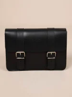 Post Bag Γυναικεία Δερμάτινη Χειροποίητη Τσάντα Μαύρη - Image 3