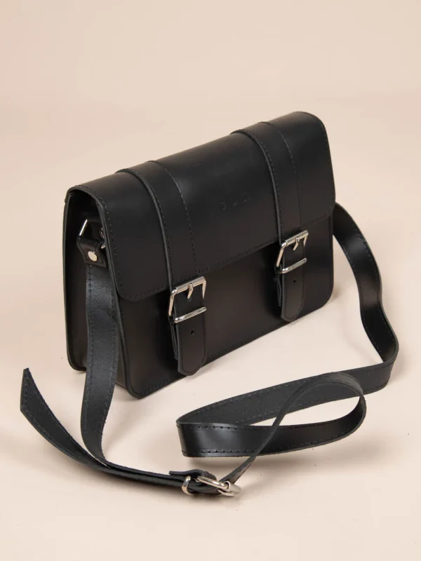 Post Bag Γυναικεία Δερμάτινη Χειροποίητη Τσάντα Μαύρη - Image 2