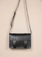Post Bag Γυναικεία Δερμάτινη Χειροποίητη Τσάντα Μαύρη