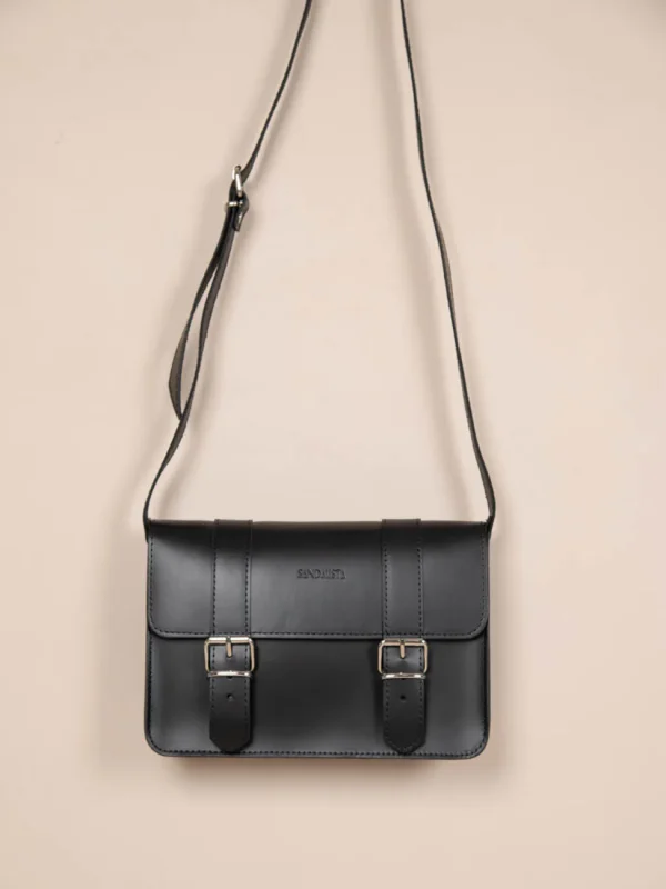 Post Bag Γυναικεία Δερμάτινη Χειροποίητη Τσάντα Μαύρη - Image 1