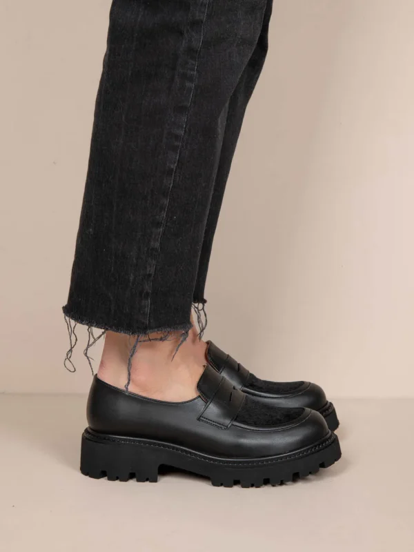 Flaneurs Noir Γυναικεία Δερμάτινα Loafers Μαύρα - Image 5