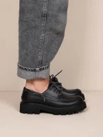 Foret Noir Γυναικεία Δερμάτινα Loafers Μαύρα - Image 5