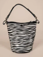 Bucket Animal Print Γυναικεία Δερμάτινη Χειροποίητη Τσάντα Λεοπάρ/Ζεβρέ - Image 2