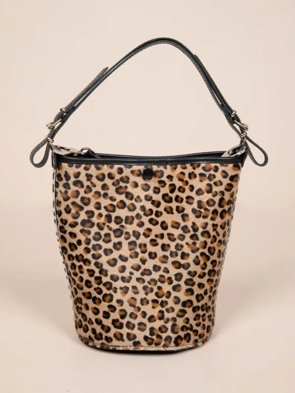 Bucket Animal Print Γυναικεία Δερμάτινη Χειροποίητη Τσάντα Λεοπάρ/Ζεβρέ - Image 3