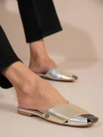Gaze Metal Γυναικεία Δερμάτινα Mules Μεταλλικά
