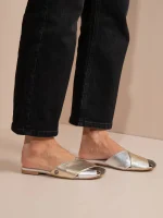 Gaze Metal Γυναικεία Δερμάτινα Mules Μεταλλικά - Image 2