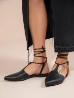Feu Γυναικεία Δερμάτινα Mules Μαύρα - Image 6