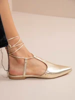 Feu Dor Γυναικεία Δερμάτινα Mules Χρυσά - Image 6