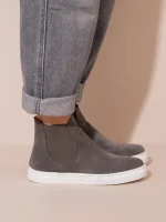 Botte Finess Gray Γυναικεία Δερμάτινα Μποτάκια Γκρι Σκούρο - Image 3