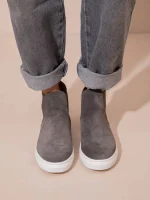 Botte Finess Gray Γυναικεία Δερμάτινα Μποτάκια Γκρι Σκούρο - Image 4