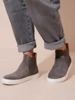Botte Finess Gray Γυναικεία Δερμάτινα Μποτάκια Γκρι Σκούρο - Image 5