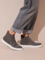 Botte Finess Gray Γυναικεία Δερμάτινα Μποτάκια Γκρι Σκούρο - Image 6
