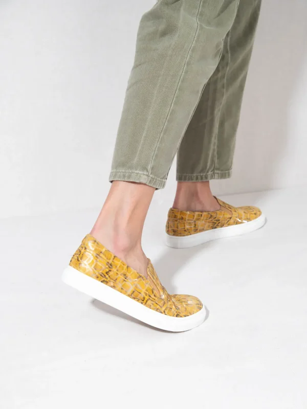 Finess Jaune, Δερμάτινα Sneakers Κίτρινο - Image 4