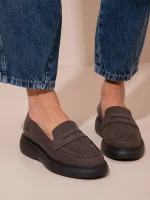 Flaneurs Γυναικεία Δερμάτινα Loafers Καφέ
