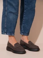 Flaneurs Γυναικεία Δερμάτινα Loafers Καφέ - Image 5