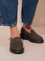 Flaneurs Γυναικεία Δερμάτινα Loafers Καφέ - Image 6