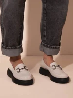 Flaneurs Nude Γυναικεία Δερμάτινα Loafers Εκρού - Image 2