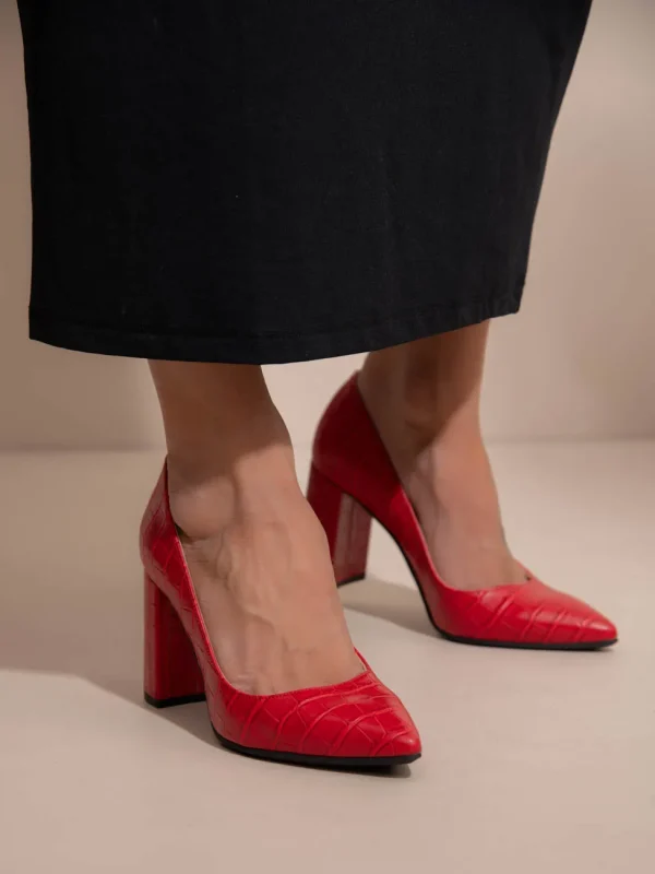 Gina Rouge Γυναικείες Δερμάτινες Γόβες Κόκκινες - Image 2