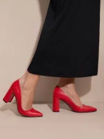 Gina Rouge Γυναικείες Δερμάτινες Γόβες Κόκκινες - Image 3