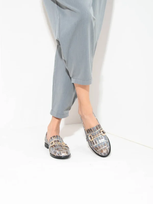 Le Moccasin - Γυναικεία Loafers, Γκρι-Καφέ-Χρυσό - Image 1