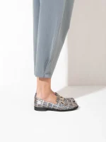 Le Moccasin - Γυναικεία Loafers, Γκρι-Καφέ-Χρυσό - Image 3