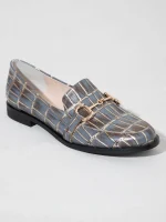 Le Moccasin - Γυναικεία Loafers, Γκρι-Καφέ-Χρυσό - Image 8