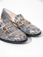 Le Moccasin - Γυναικεία Loafers, Γκρι-Καφέ-Χρυσό - Image 9